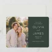 Elegant Green Modern Photo Save The Date (Vorne/Hinten)