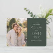 Elegant Green Modern Photo Save The Date (Stehend Vorderseite)