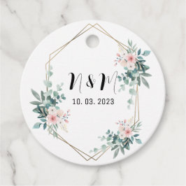 Elegant Green Monogram Eucalyptus Wedding Geschenkanhänger