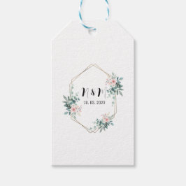 Elegant Green Monogram Eucalyptus Wedding Geschenkanhänger