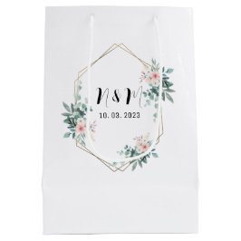 Elegant Green Monogram Eucalyptus Wedding Mittlere Geschenktüte