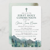 Elegant Green Mountain Boy Erste Heilige Kommune Einladung (Vorne/Hinten)