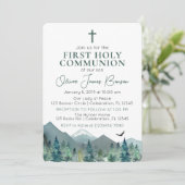 Elegant Green Mountain Boy Erste Heilige Kommune Einladung (Stehend Vorderseite)