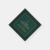 Elegant Green navy gold Plaid tartan Baby shower Serviette (Ecke)