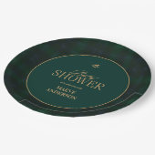 Elegant Green navy Plaid Baby Shower Pappteller (Schrägansicht)