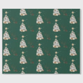 Elegant Green New Year Frosted Tree Geschenkpapier (Flach)