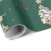 Elegant Green New Year Frosted Tree Geschenkpapier (Rolleneckpunkt)