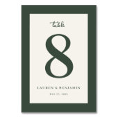 Elegant Green Number Eight Tischnummer (Rückseite)
