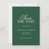 Elegant Green Old Money Photo Wedding Save The Date (Rückseite)