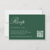 Elegant Green Old Money QR Code Wedding RSVP Karte (Vorderseite)