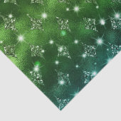 Elegant Green Ombre Glitzer Celestial Pattern Seidenpapier (Detail)