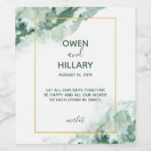 Elegant Green Ombre Marble Wedding Weinetikett (Einzelnes Label)