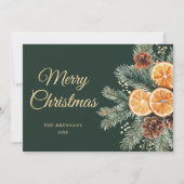 Elegant Green Orange Citrus Weihnachten (Vorderseite)