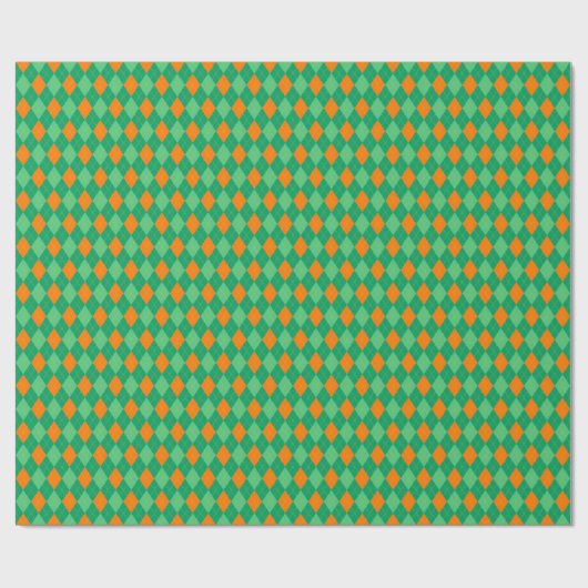 Elegant Green & Orange Raute St Patrick's Day Geschenkpapier (Flach)