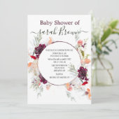 ELEGANT GREEN, ORANGE, RED & WINE BABY DUSCHE EINLADUNG (Stehend Vorderseite)