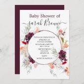 ELEGANT GREEN, ORANGE, RED & WINE BABY DUSCHE EINLADUNG (Vorne/Hinten)