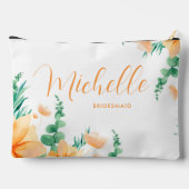 Elegant Green Orange Rustikale Wildblumen Bridesma Zubehörtasche (Rückseite)