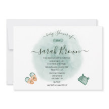 ELEGANT GREEN & ORANGE WATERCOLOR BABY DUSCHE