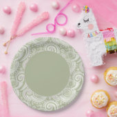 Elegant Green Paisley Border Pappteller (Party)