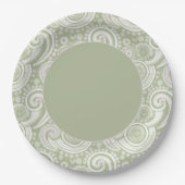 Elegant Green Paisley Border Pappteller (Vorderseite)