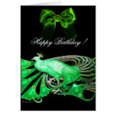 ELEGANT GREEN PEACOCK, GEM STONEN UND BOW Birthday (Vorne)