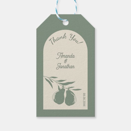 Elegant Green Pear Wedding Vielen Dank Geschenkanhänger (Vorderseite)