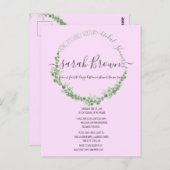 ELEGANT GREEN & PINK FOLIAGE VIRTUAL BRAUTPARTY POSTKARTE (Vorne/Hinten)