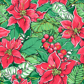 Elegant green pink preppy Christmas table runner Mittelgroßer Tischläufer