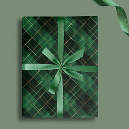 Elegant Green Plaid Christmas Holiday Geschenkpapier Set
