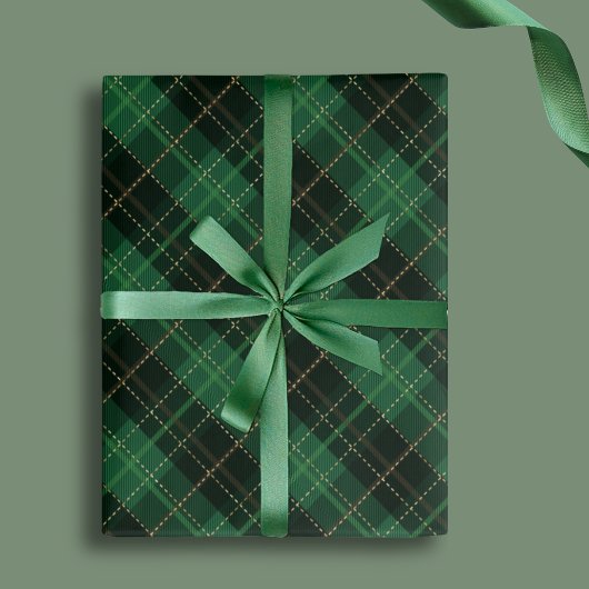 Elegant Green Plaid Christmas Holiday Geschenkpapier Set