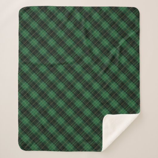 Elegant Green Plaid Christmas Sherpadecke (Vorderseite)