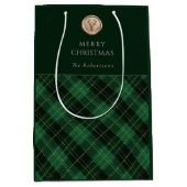 Elegant green plaid personalized mittlere geschenktüte (Vorderseite)