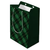 Elegant green plaid personalized mittlere geschenktüte (Rückseite Schrägansicht)