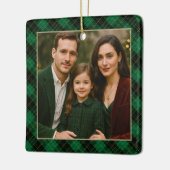Elegant Green Plaid Personalized Photo  Keramikornament (Links)