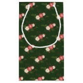 Elegant Green Poinsettia Weihnachten Kleine Geschenktüte (Rückseite)