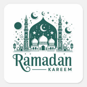 Elegant Green Ramadan Kareem Mubarak Quadratischer Aufkleber