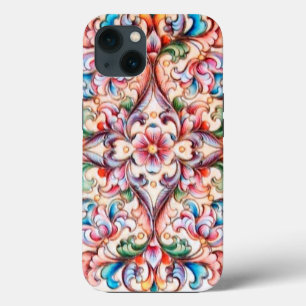 ELEGANT GREEN RED PINK BLUE FLORAL FANTASY iPhone 13 HÜLLE