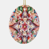 ELEGANT GREEN RED PINK BLUE FLORAL FANTASY KERAMIKORNAMENT (Rechts)