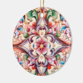 ELEGANT GREEN RED PINK BLUE FLORAL FANTASY KERAMIKORNAMENT (Links)