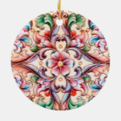 ELEGANT GREEN RED PINK BLUE FLORAL FANTASY KERAMIKORNAMENT (Hinten)