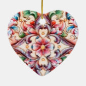 ELEGANT GREEN RED PINK BLUE FLORAL FANTASY KERAMIKORNAMENT (Hinten)