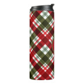 Elegant green Red Plaid Rustic Christmas monogram Thermosbecher (Nach links gedreht)
