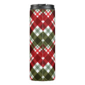 Elegant green Red Plaid Rustic Christmas monogram Thermosbecher (Rückseite)