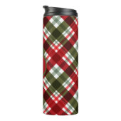 Elegant green Red Plaid Rustic Christmas monogram Thermosbecher (Nach rechts gedreht)