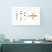 Elegant Green Religious Cross Boy God Bless Banner (Messe)