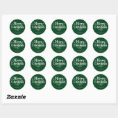 Elegant Green Retro Frohe Weihnachtsschrift Custom Runder Aufkleber (Blatt)