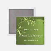 Elegant Green Save the Date Magnet (Vorderseite/Rückseite)