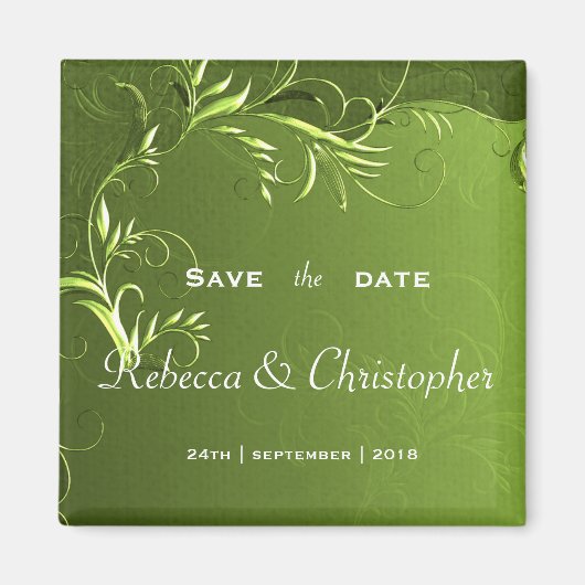 Elegant Green Save the Date Magnet (Vorne)