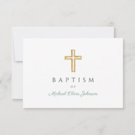 Elegant Green Script Boy Baptisse RSVP Karte