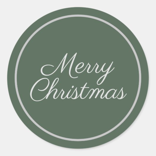 Elegant Green Script Frohe Weihnachten Runder Aufkleber (Vorderseite)